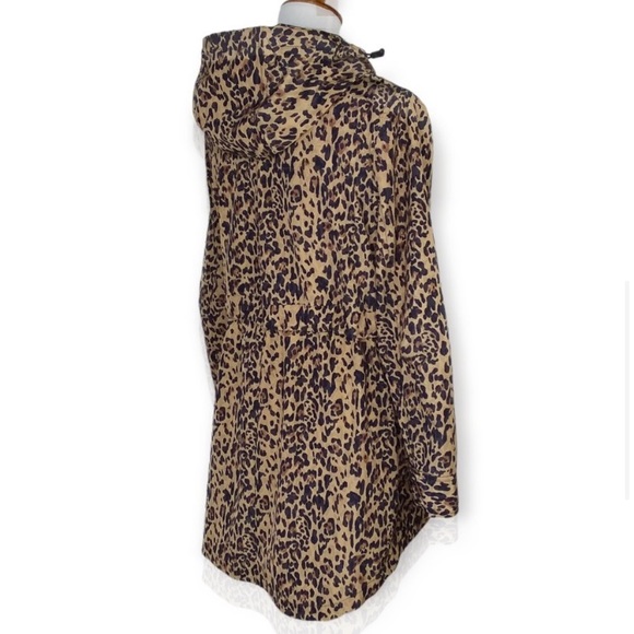 J Crew Perfect Rain Jacket Leopard Print Hooded XS - Picture 13 of 15